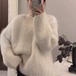 ニットセーター レディース トップス セーター ニット モヘア 起毛 長袖 ゆったり ルーズ プルオーバー シンプル 無地 カジュアル お出かけ おしゃれ ファッション 女性 ラウンドネック 秋冬