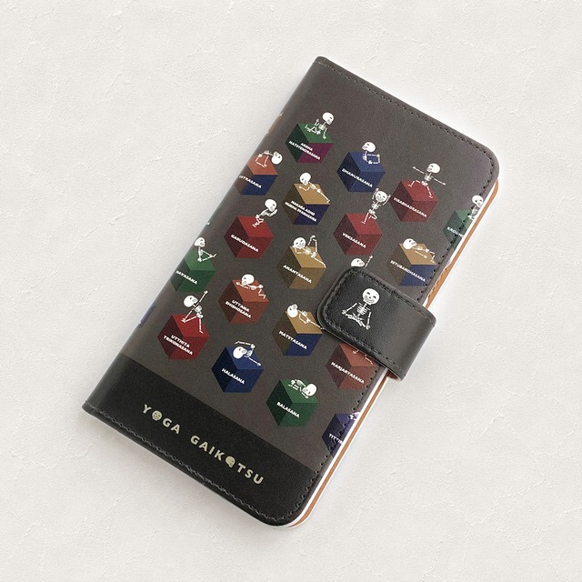 ヨガ ガイコツ 手帳型スマホケース｜Android 全機種対応