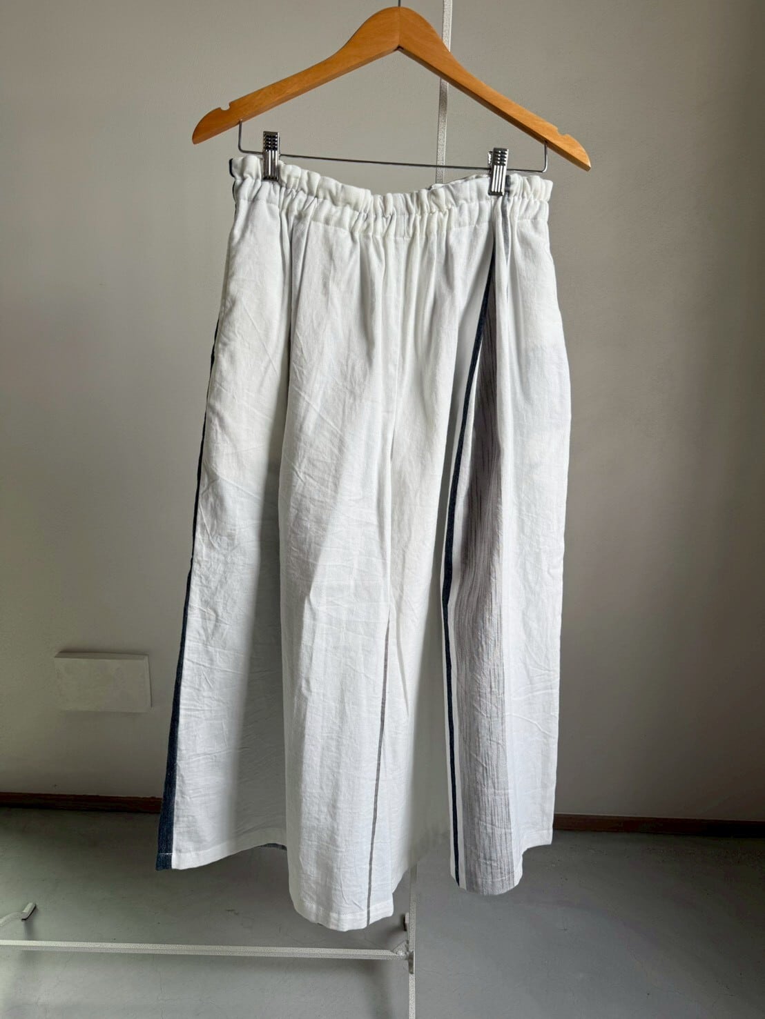 1) ワイドパンツ ロング ポケット コットン WH/GY○ 玉木新雌 tamaki