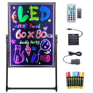 【特価処分】Falala 看板 led 電光掲示板 60x80cm 立て看板 壁掛け式?用 大型 屋内外兼用 手書き メニューブラックボード 8色マーカー 7色点滅モード DIYメッセージ メニューボード ブラックボード LED ネオン 蛍光 宣伝効果 目立つ 黑板スタンド