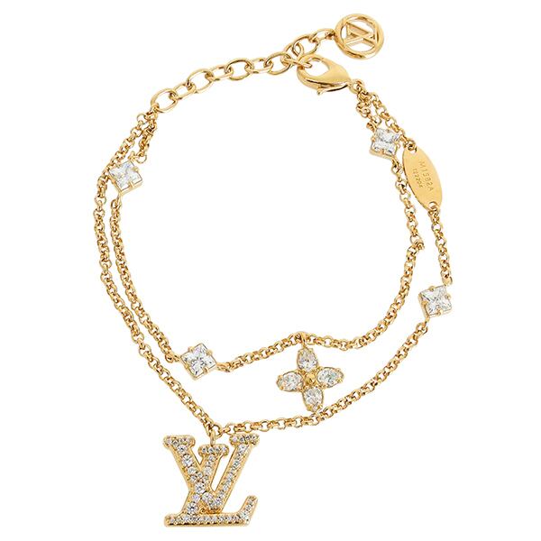 New LOUIS VUITTON ルイヴィトン ブレスレット レディ LV メタル ストラス ゴールド アクセサリー 小物 バングル 新品
