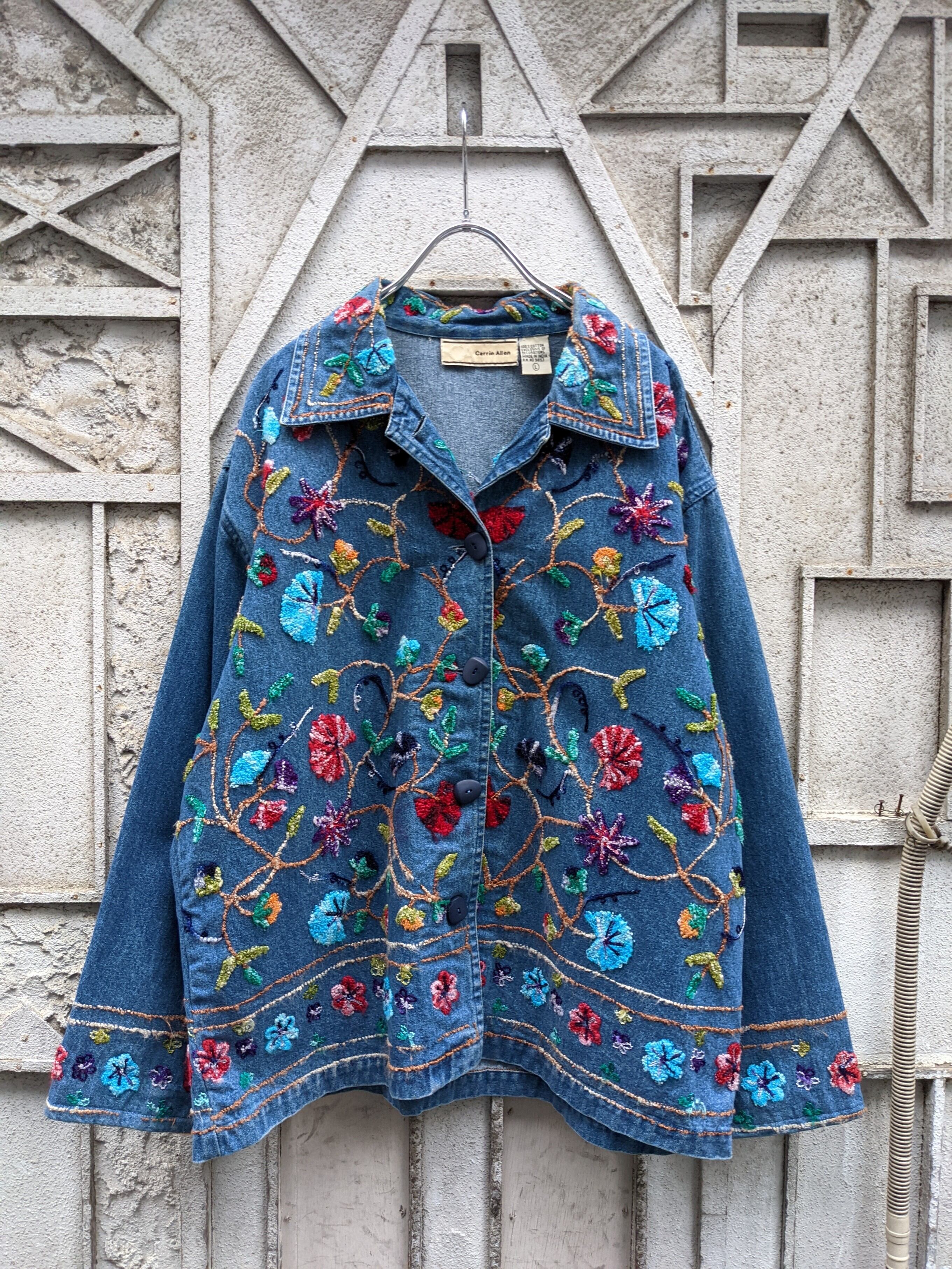 FLOWER" embroidery denim jacket vintage | 深緑オンライン