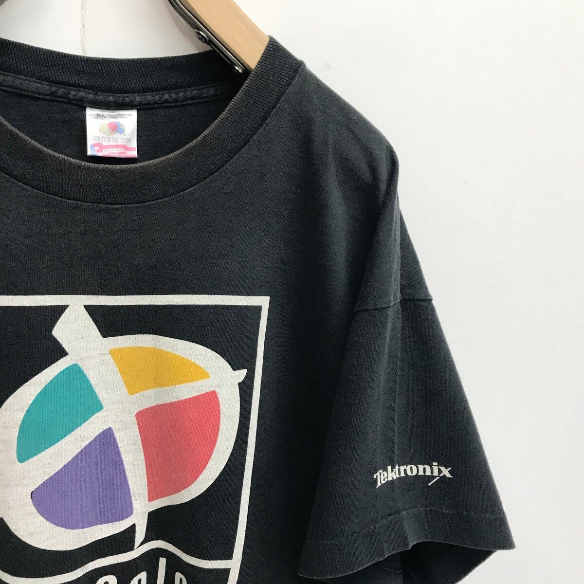 90年代 USA製 TEKTRONIX TEK COLOR 企業ロゴTシャツ ブラック XXL