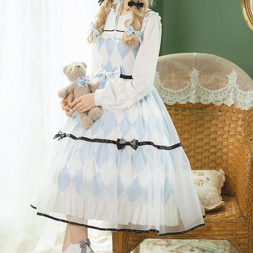 ゴスロリ通販 With U 甘 Alice ワンピース ミドル丈 ブルー