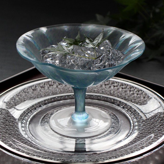 蓮の葉　高台向付（ガラス）