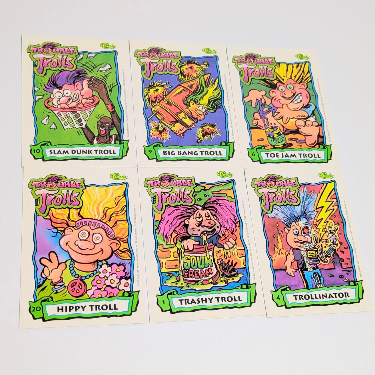 送料無料!☆ 1992年製 Classic Games, Inc. 【 TROUBLE Trolls  ( トラブル トロール  】トレーディングカード 単品 (1個= 6 CARDS入り)〚アメリカン雑貨 アメトイ〛