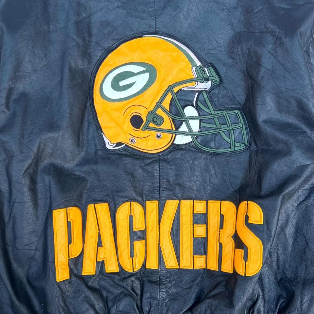 90s GⅢ NFL レザージャケット XL ブラック グリーンベイ・パッカーズ