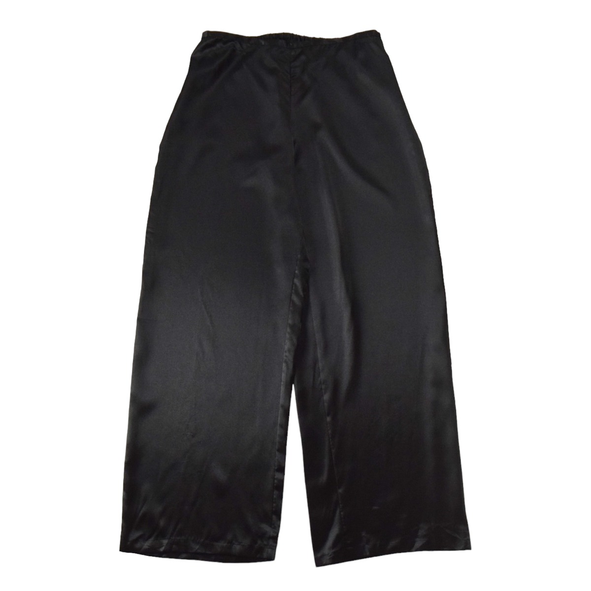 Black Color Wide Easy Pants / 袴シルエット ワイドイージーパンツ 光沢ファブリック バギースラックス ...