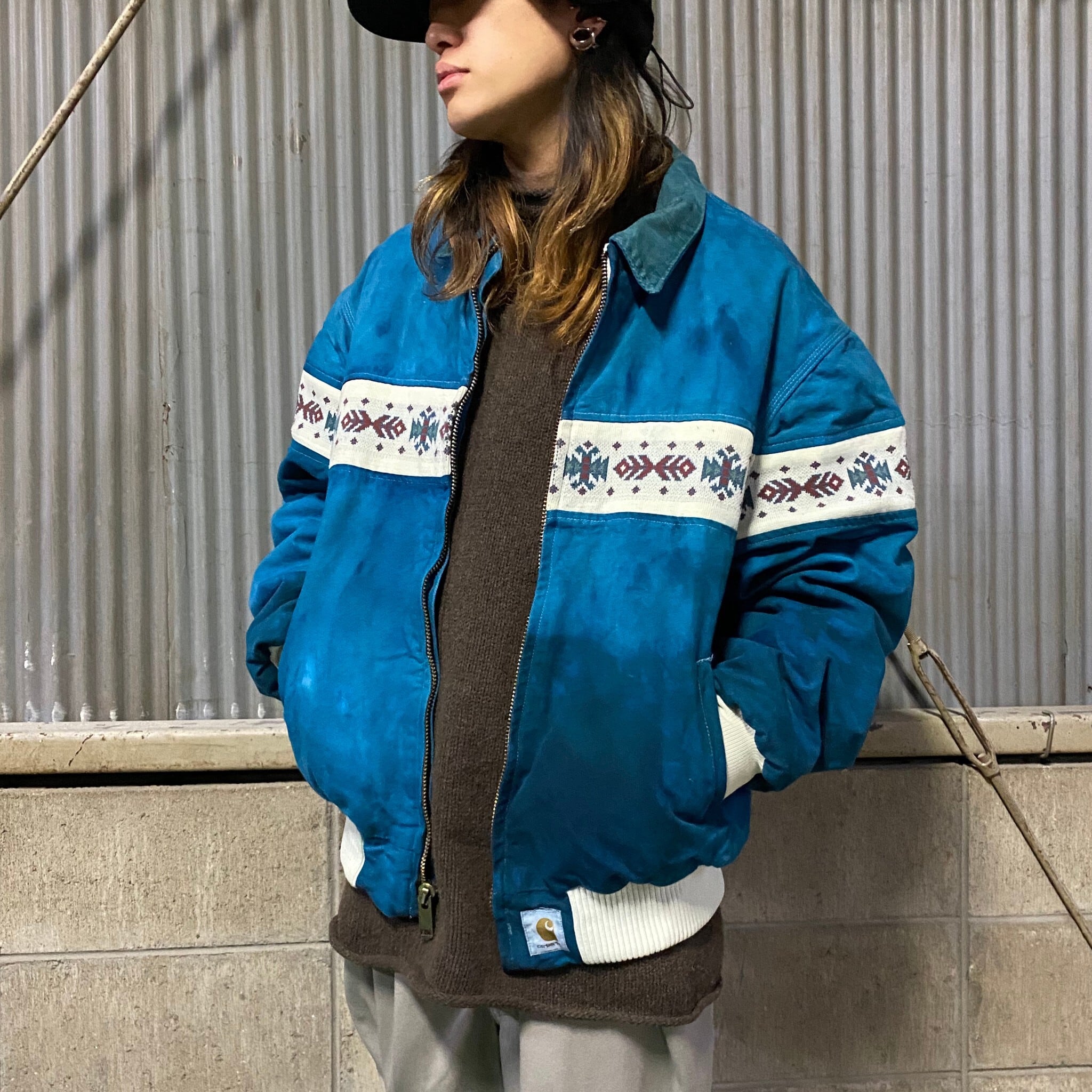 90s Carhartt カーハート ダック地 ネイティブ柄 ワークジャケット