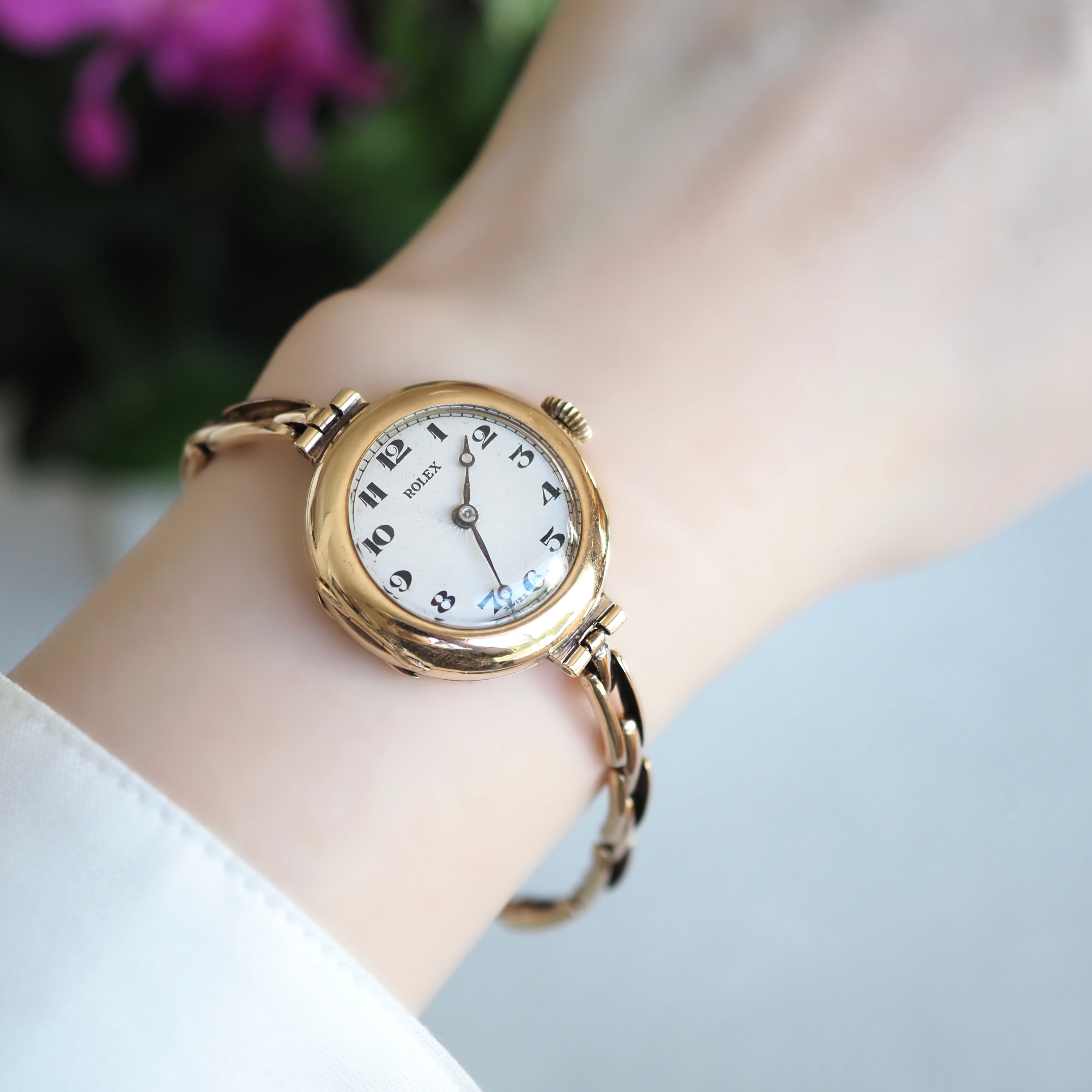 OH済 ROLEX ロレックス 9金無垢 1930s ギョーシェ文字盤 アンティーク