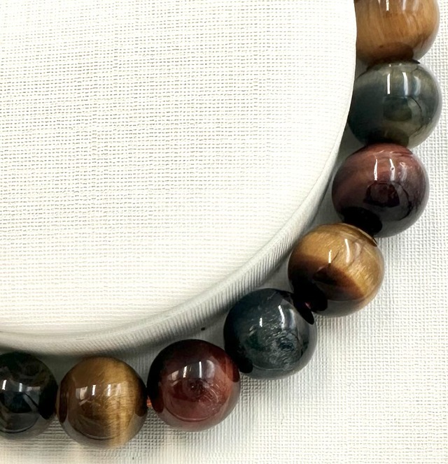 (00743)カラフルミックスタイガーアイ【8mm】　Tiger's eye 　虎目石　虎眼石　金運　仕事運　ラウンドカット　 天然石ブレスレット　パワーストーン　