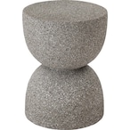 サイドテーブル テラゾー柄 おしゃれ オブジェ ナイトテーブル ソファサイド グレー ホワイト モダン ベッドサイド ミニテーブル ストーン 大理石調 砂時計型 石 灰色 マーブル 丸 円 コンパクト 省スペース 寝室 リビング ショップ カフェ 店舗 インテリア