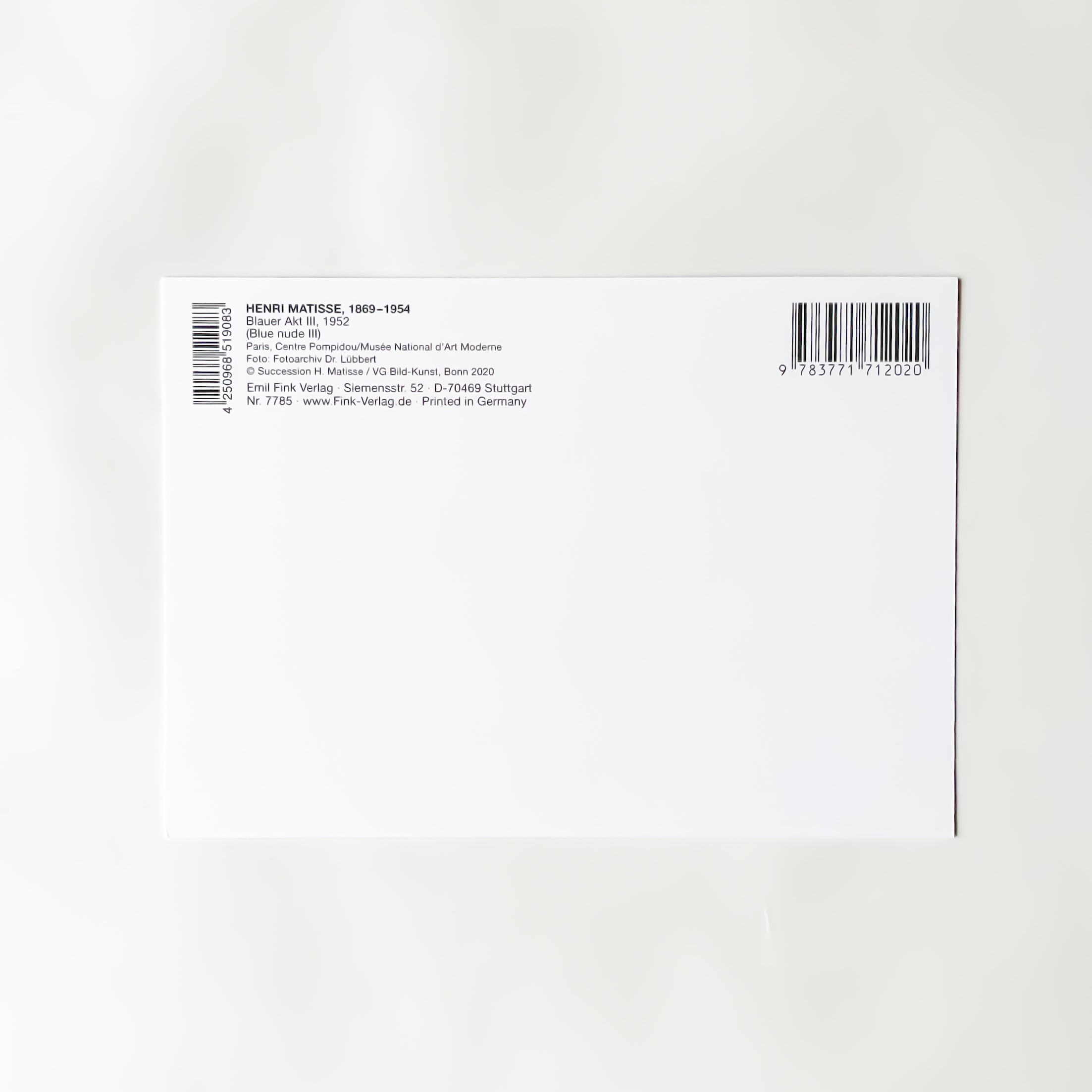 WEB限定】マティス ポストカード ブルー・ヌードⅢ | hmm, by 東京都