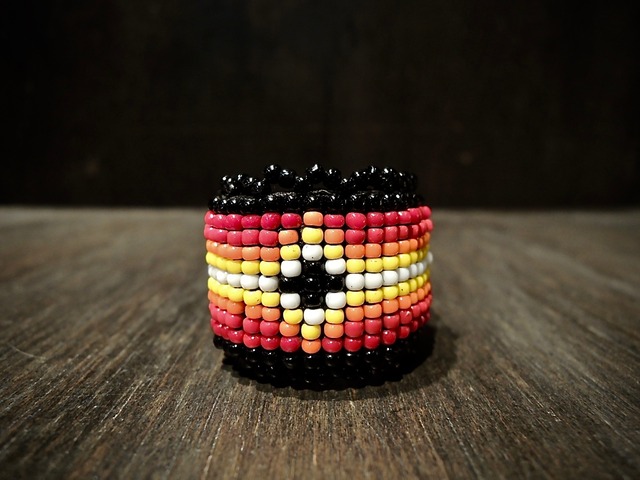 SATANTA サタンタ BEADS LEATHER RING  SLR-002 Union Jack Red