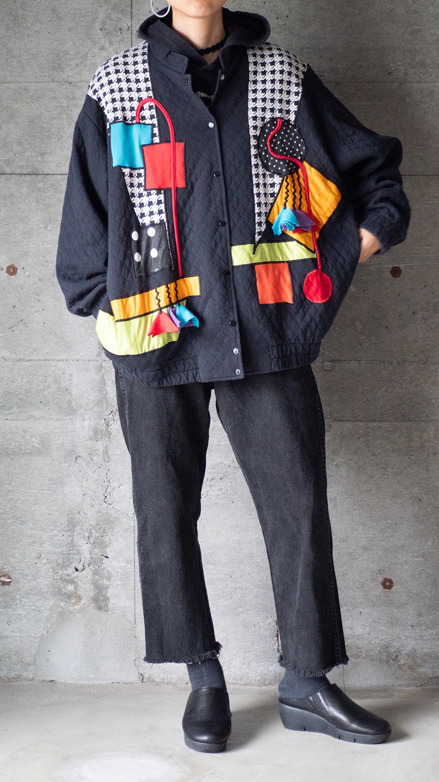 "Stitches" 1980s Quilting memphis design blouson