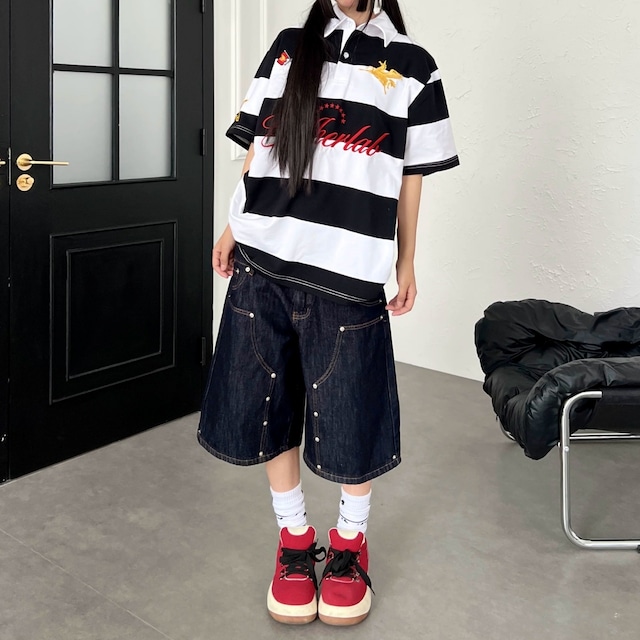 ワイドボーダーエンブレムポロシャツ 2col R02529