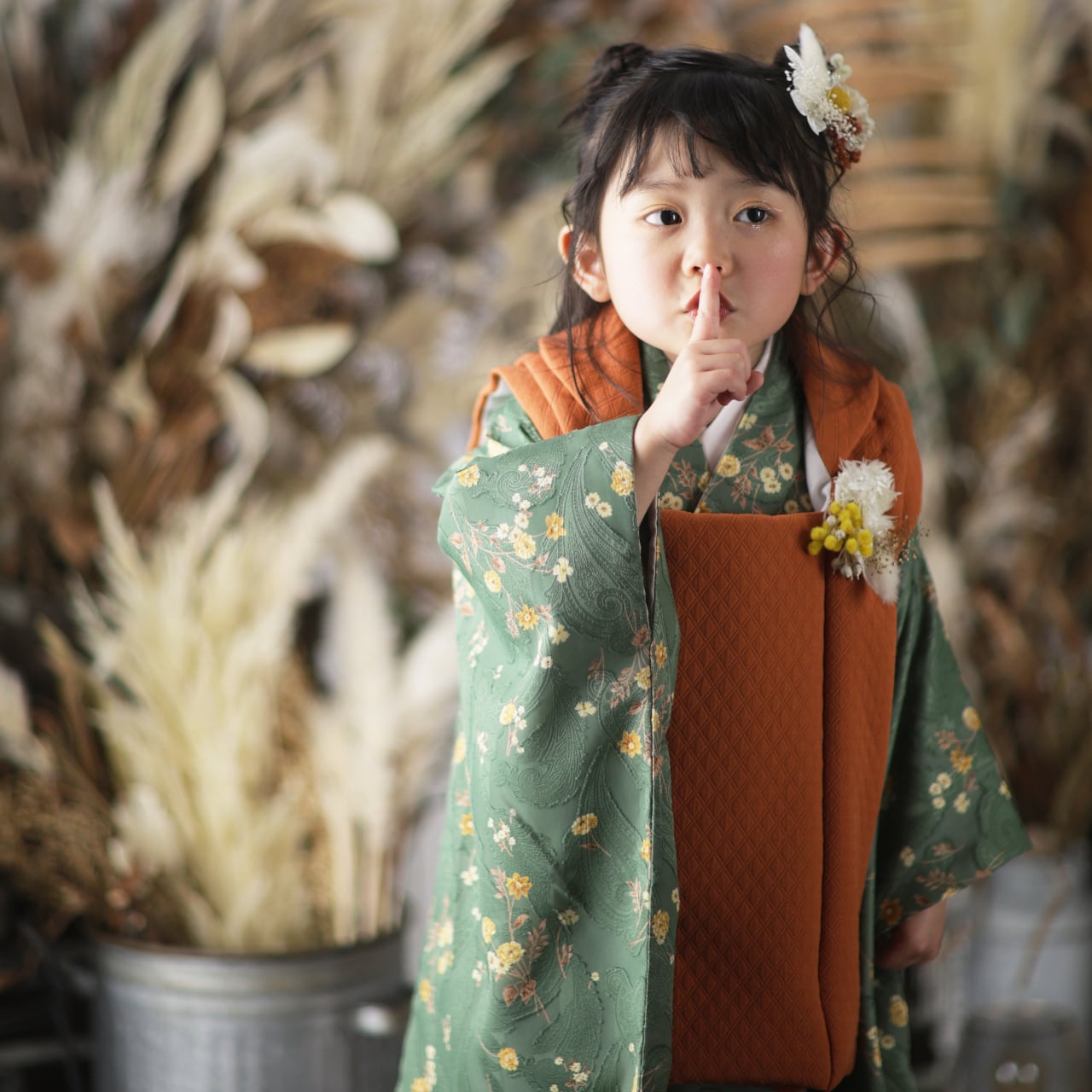 七五三　衣装　3歳　女児　女の子　ピンク花柄可愛い　和服　着物