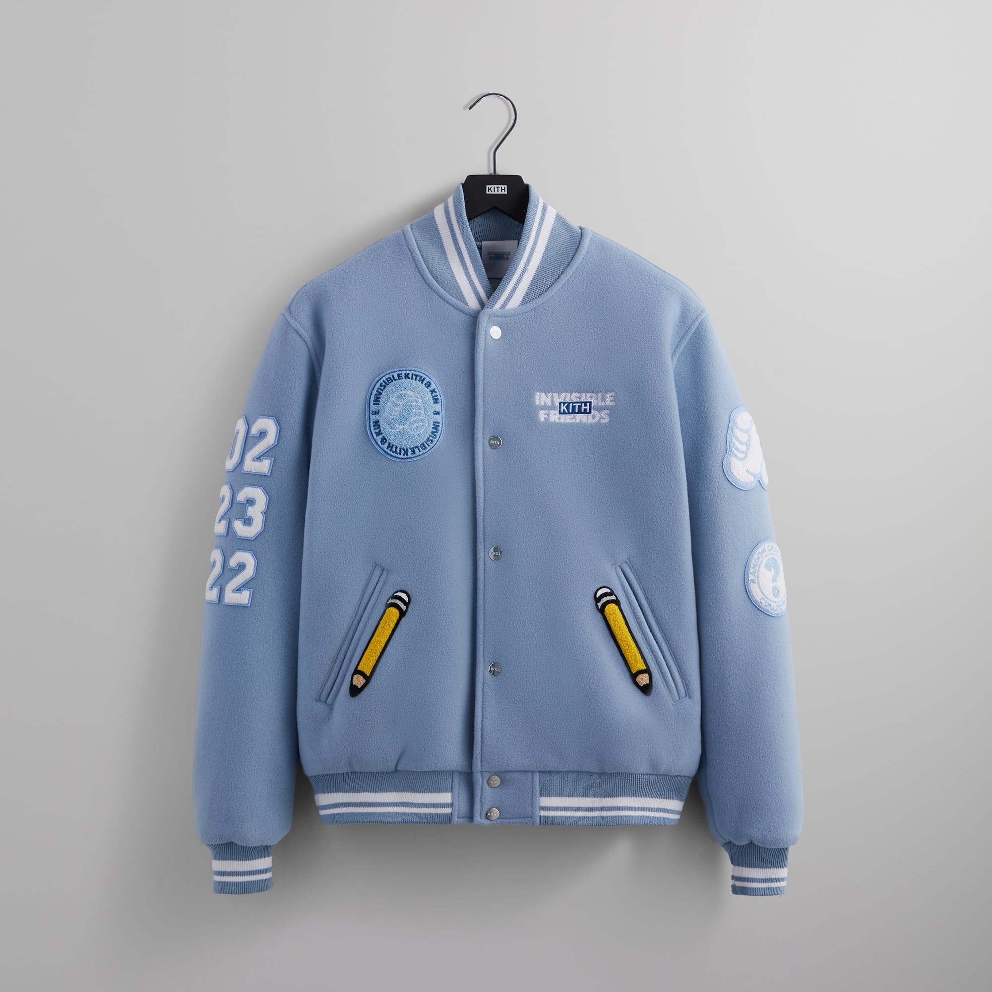 KITH x Invisible Friends M - Wool Bomber Jacket, Light Blue ...