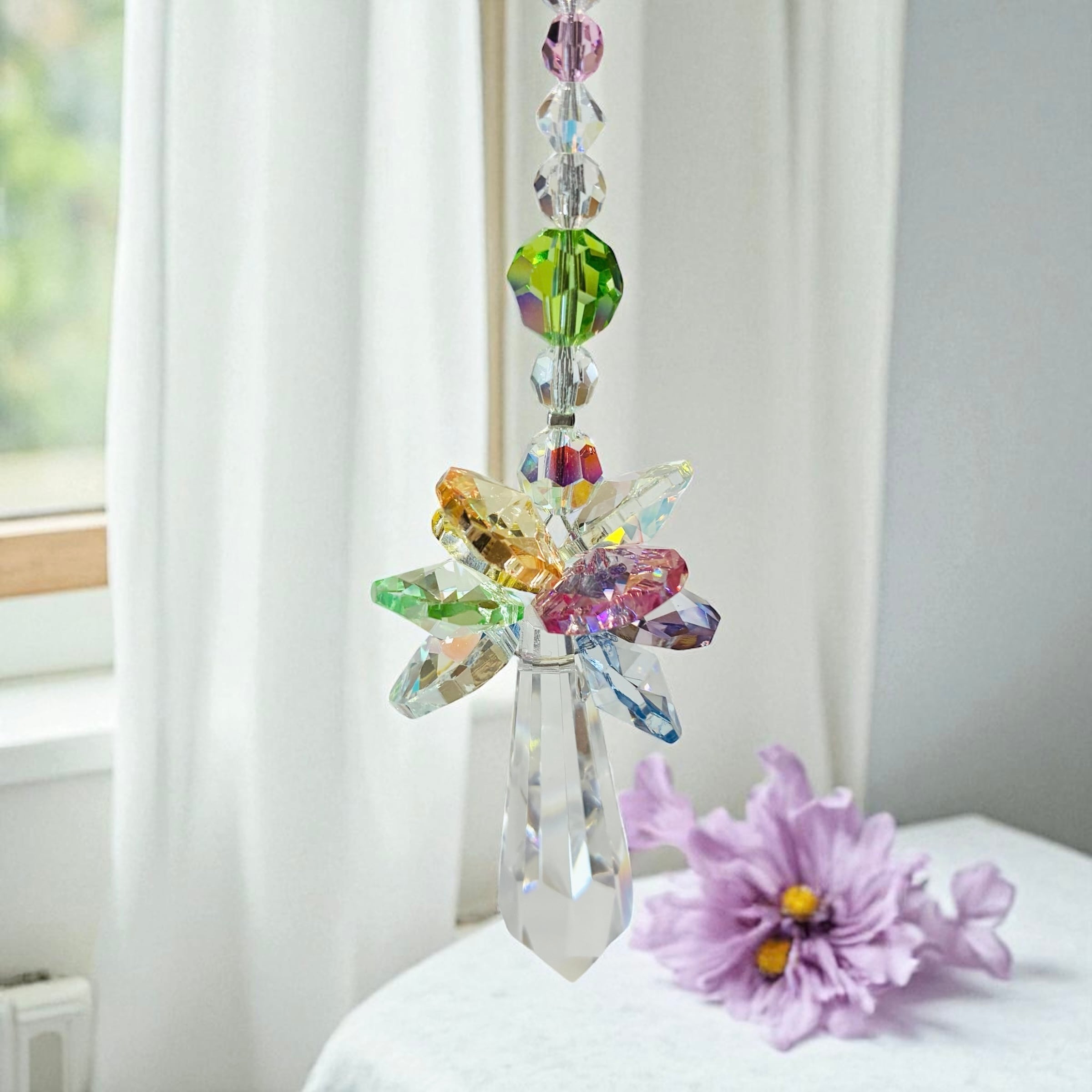 しずく型 カラフル ショートサンキャッチャー（50mm クリア