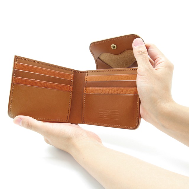 「粋」SUI　栃木レザー 　”折”　002M　小銭入れ特化型二つ折り財布　二つ折り財布　革財布　レザーウォレット　革小物　二つ折り革財布　レザー　ギフト　プレゼント　和装　浴衣　経年変化