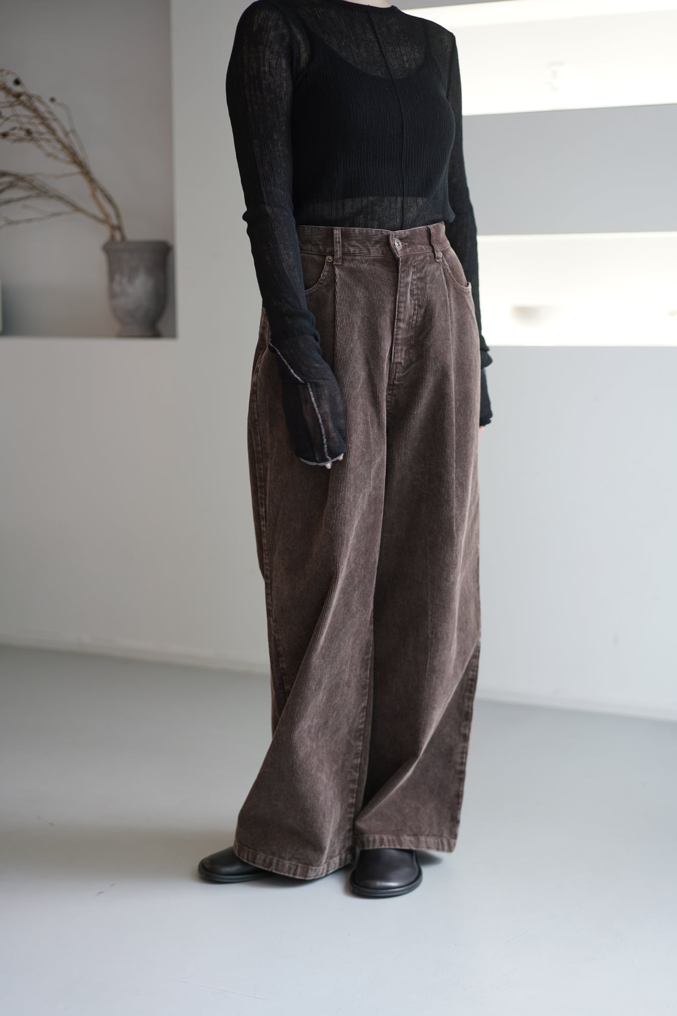 Corduroy wide pants コーデュロイワイドパンツ Brown | planet3rd