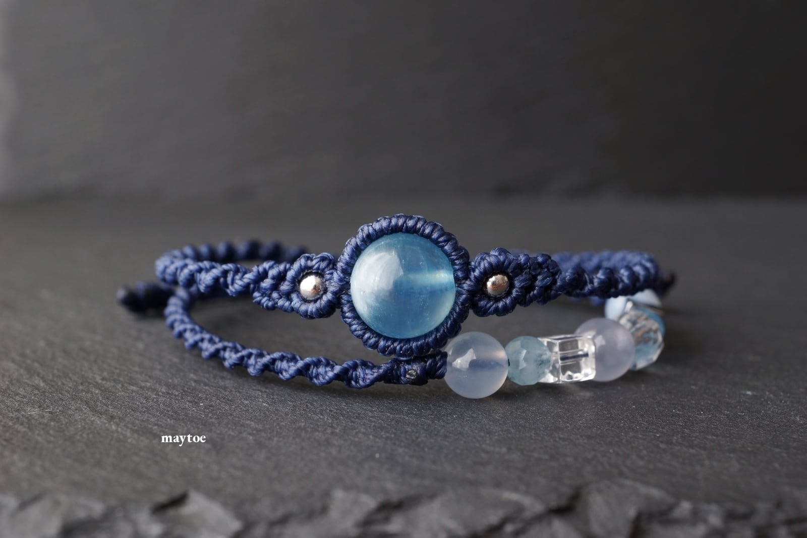 スターアクアマリンの二重マクラメブレスレット ~ Blue hole ~ 2026