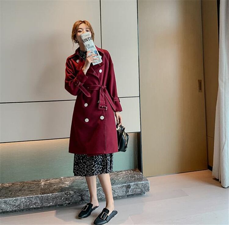 INSスタイル コート レトロ スリム デザインセンス ギャザリング トレンチコート