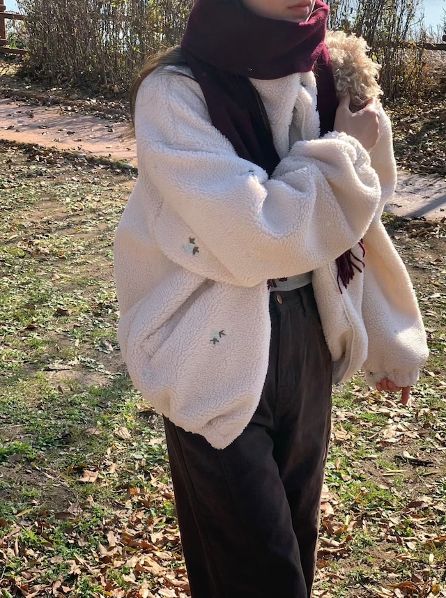 (予約) signature / Fog embroidered fleece jumper 1color