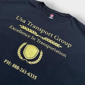 【HANES】企業系 プリントTシャツ 運送会社 Usa Transport Group X-LARGE ビッグサイズ 黒t 半袖 夏物 US古着