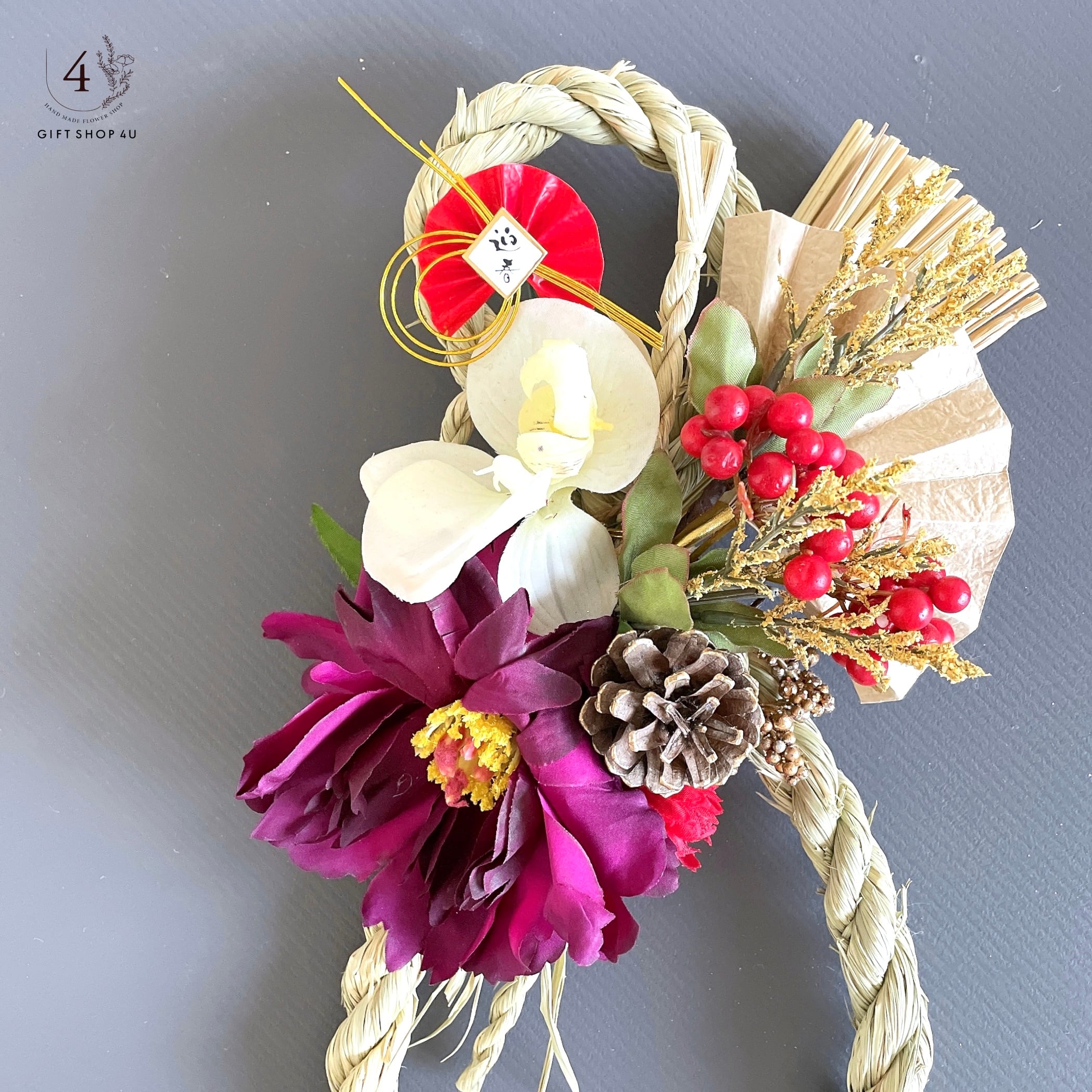 新作✩.*˚お正月 しめ縄飾り ～フラワーアレンジメント～現品限り お正月飾り ドライフラワー 正月飾り おしゃれ かわいい しめ縄