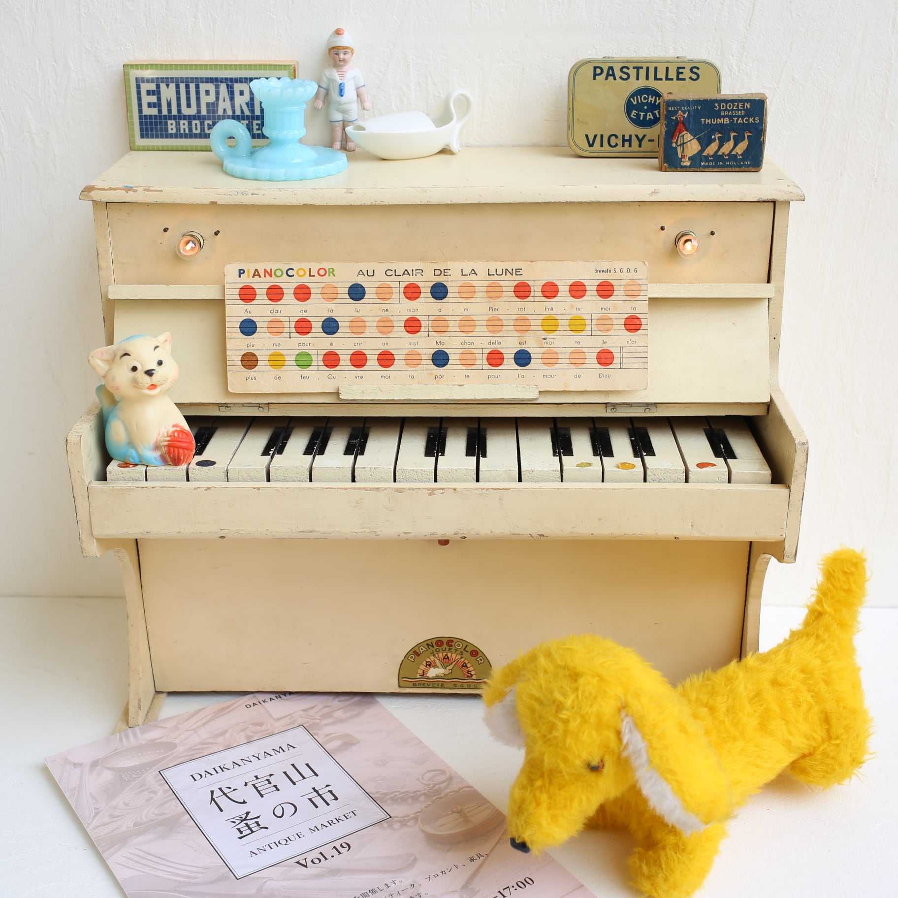 フランス アンティーク ヴィンテージ 木製トイピアノ 『PIANOCOLOR