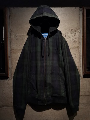 【Caka】"adidas" x "British Millerain" Black Watch Checkered Pattern Loose Zip Up Hoodie Jacket