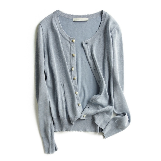 round neck pearl button cardigan(7color)<t1471>