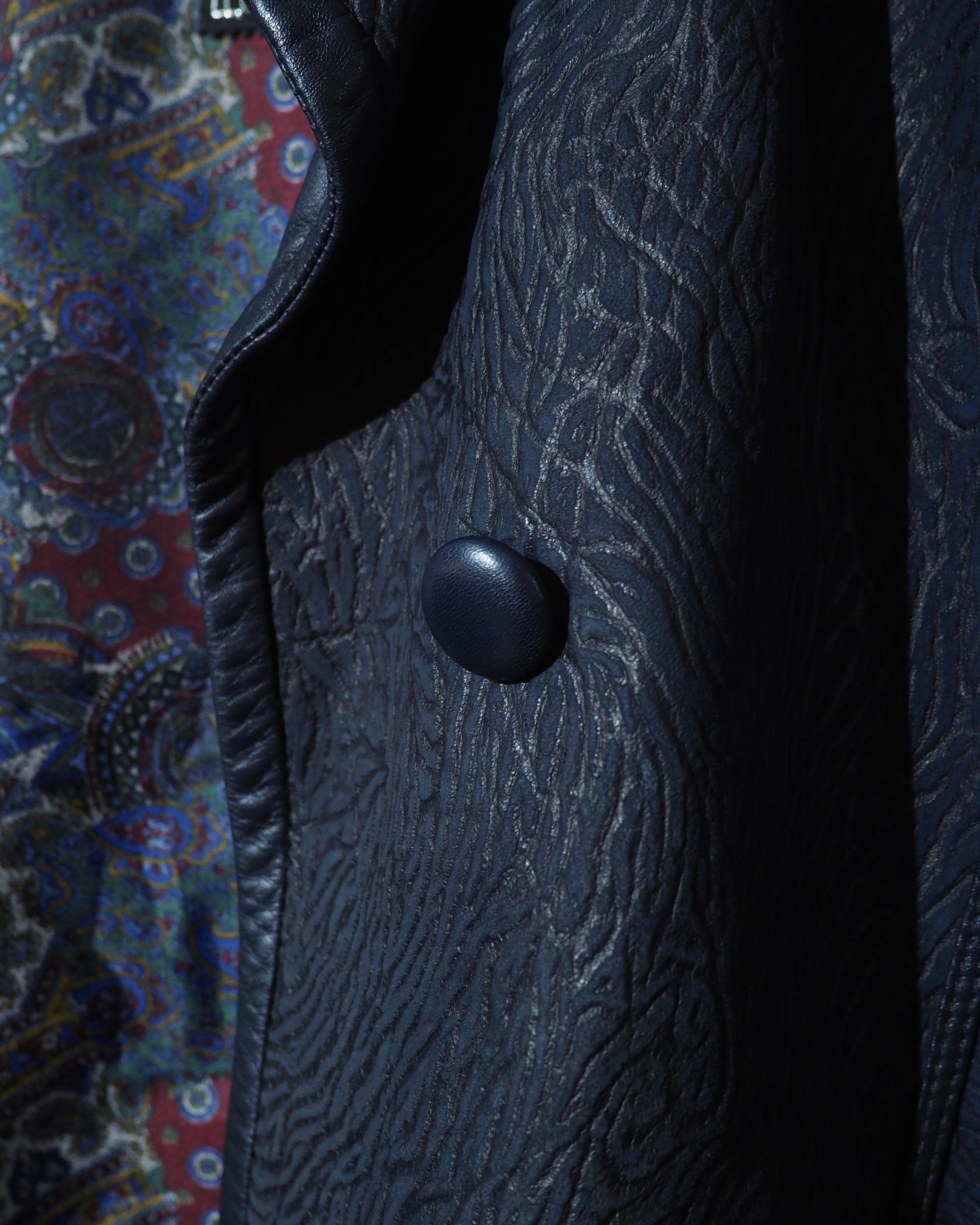 1990s " 珍品 ‐ Made in Spain " Vintage Lamb Leather Mao Collar China Jacket