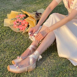 C dollhandmade舞踏会の少女の薔薇バレエシューズ
