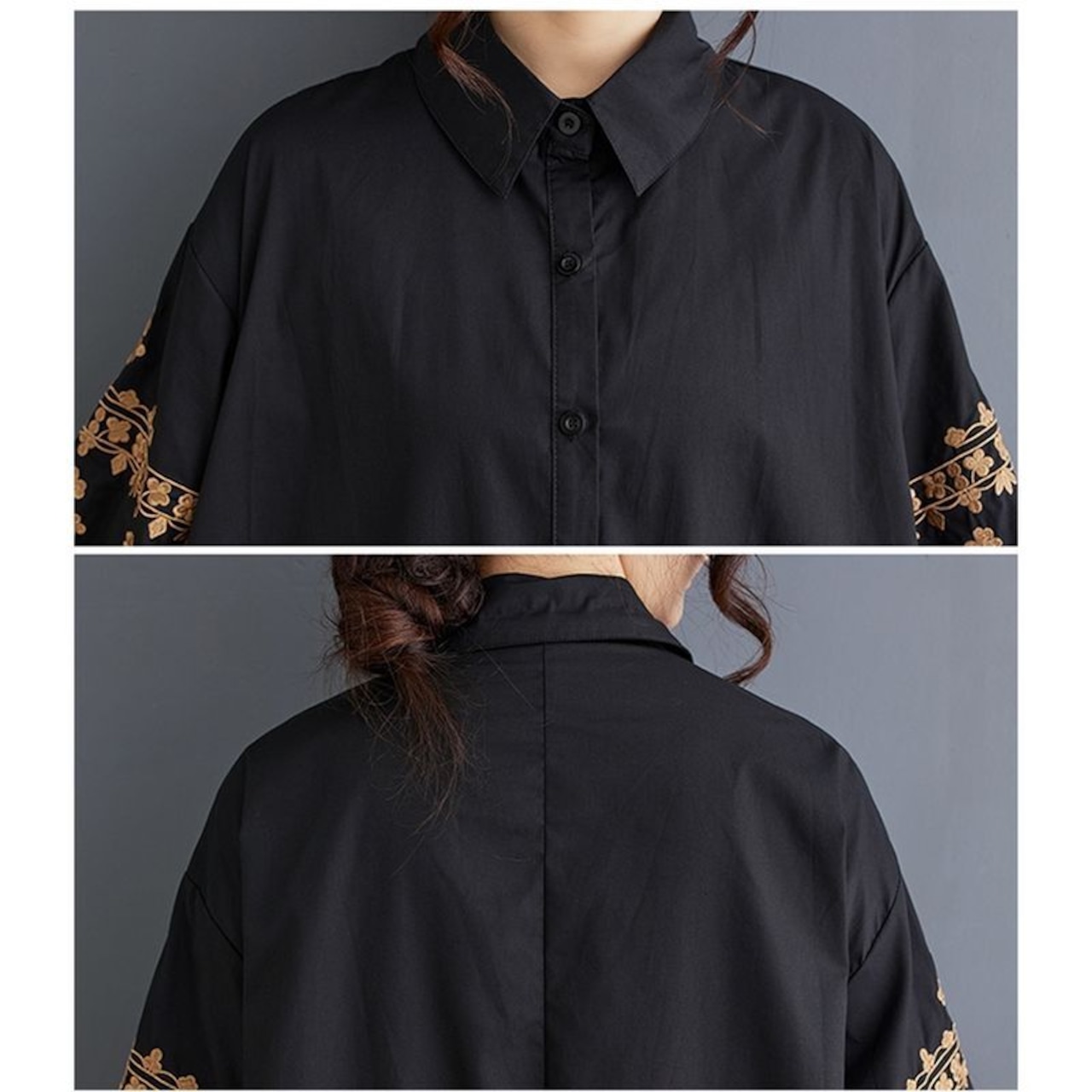 刺繍アクセント ロング ワンピース 00329