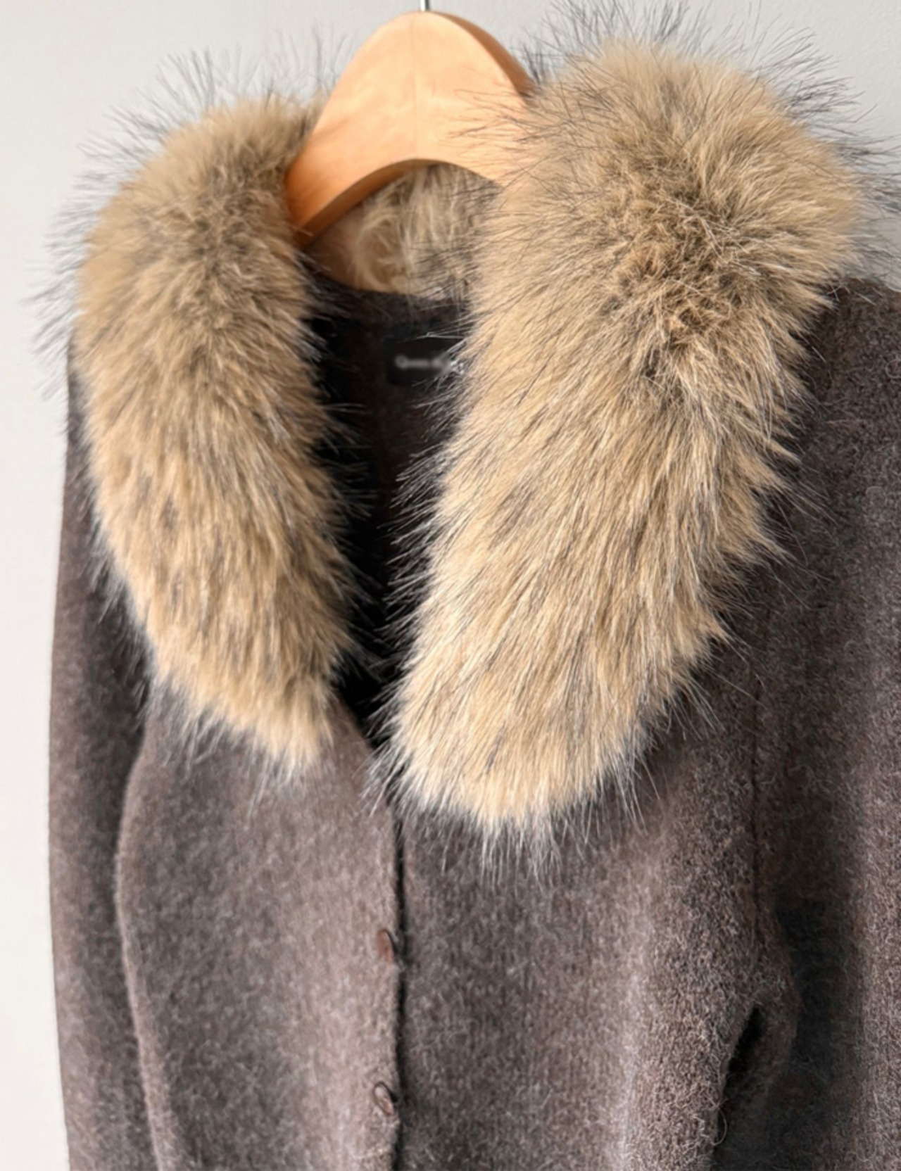 【新作5%OFF・3日間】Wool Slim Cardigan(Fur取り外し可)_2colors