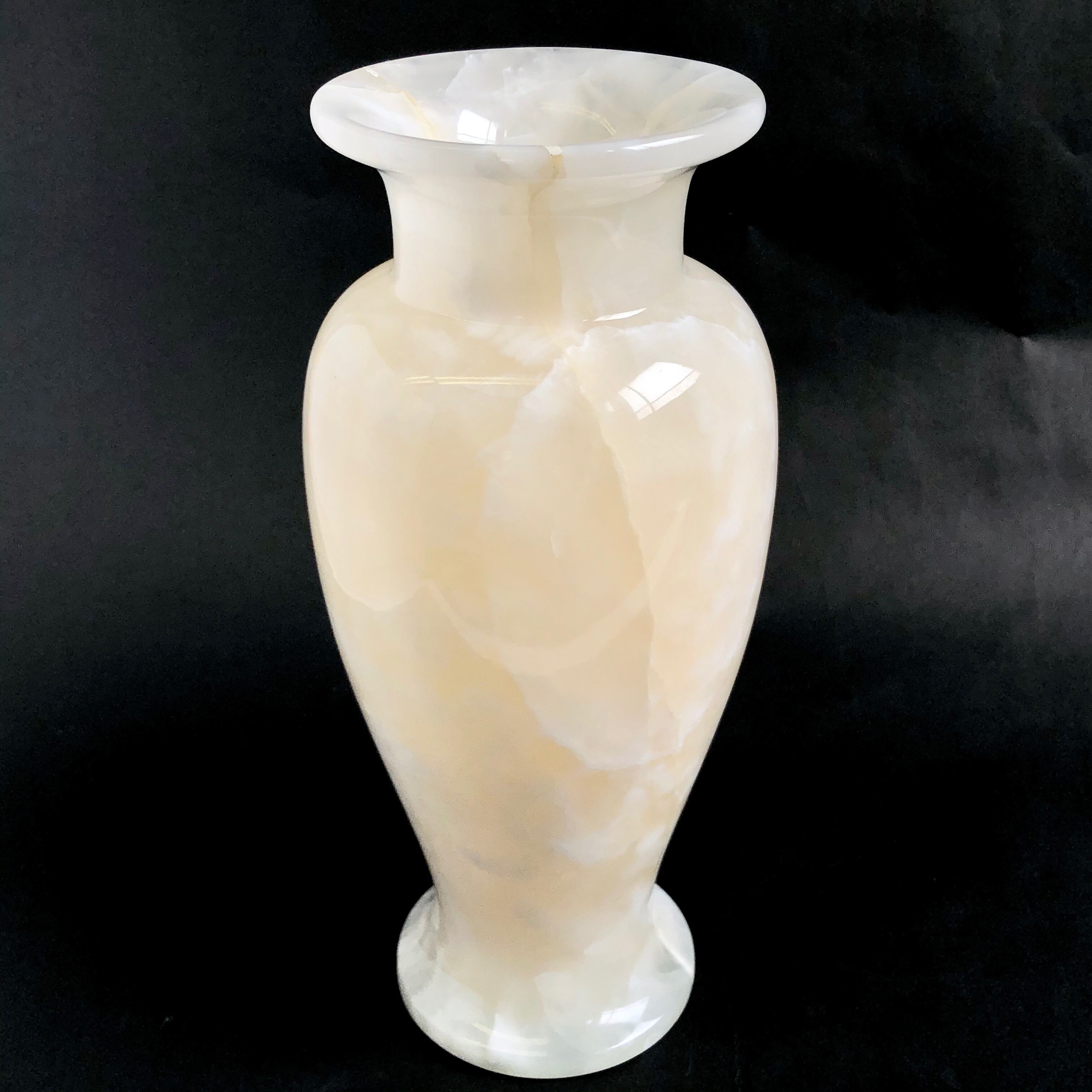 瑪瑙 めのう 石 天然石 飾り壷 白 花瓶 花器 置物 高さ約27cm