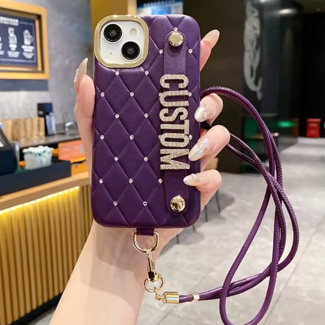 ショルダー付き キルティング ストーン レザー カスタム 名前入れ