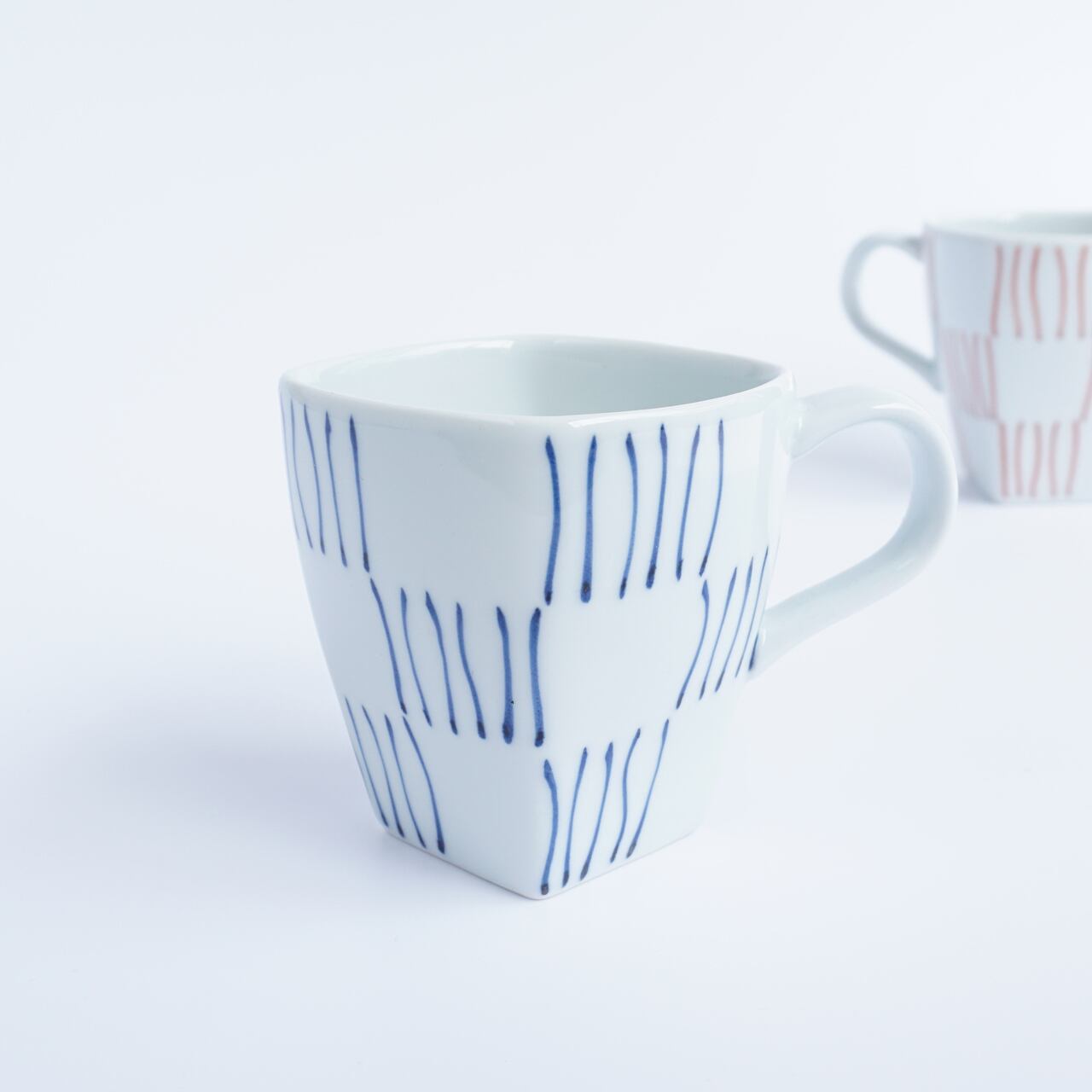 線市松 角マグカップ(青)
