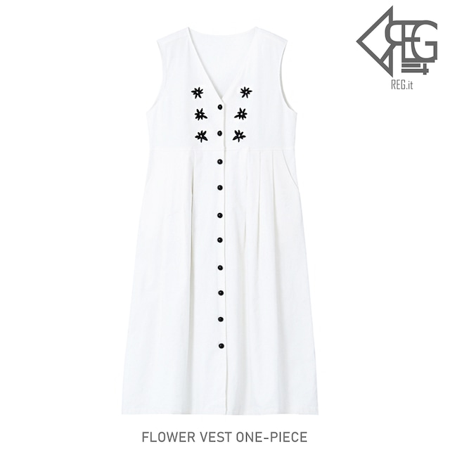 【REGIT】FLOWER VEST ONE-PIECE S/S 韓国ファッション ワンピース ベスト ノースリーブ ロング丈 フェミニン 大人かわいい 10代 20代 プチプラ 着回し 着映え ネット通販 TAC013