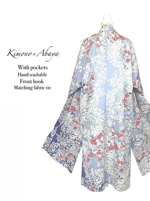 (Size:S /Kimono×Abaya)Blue Flowers pattern