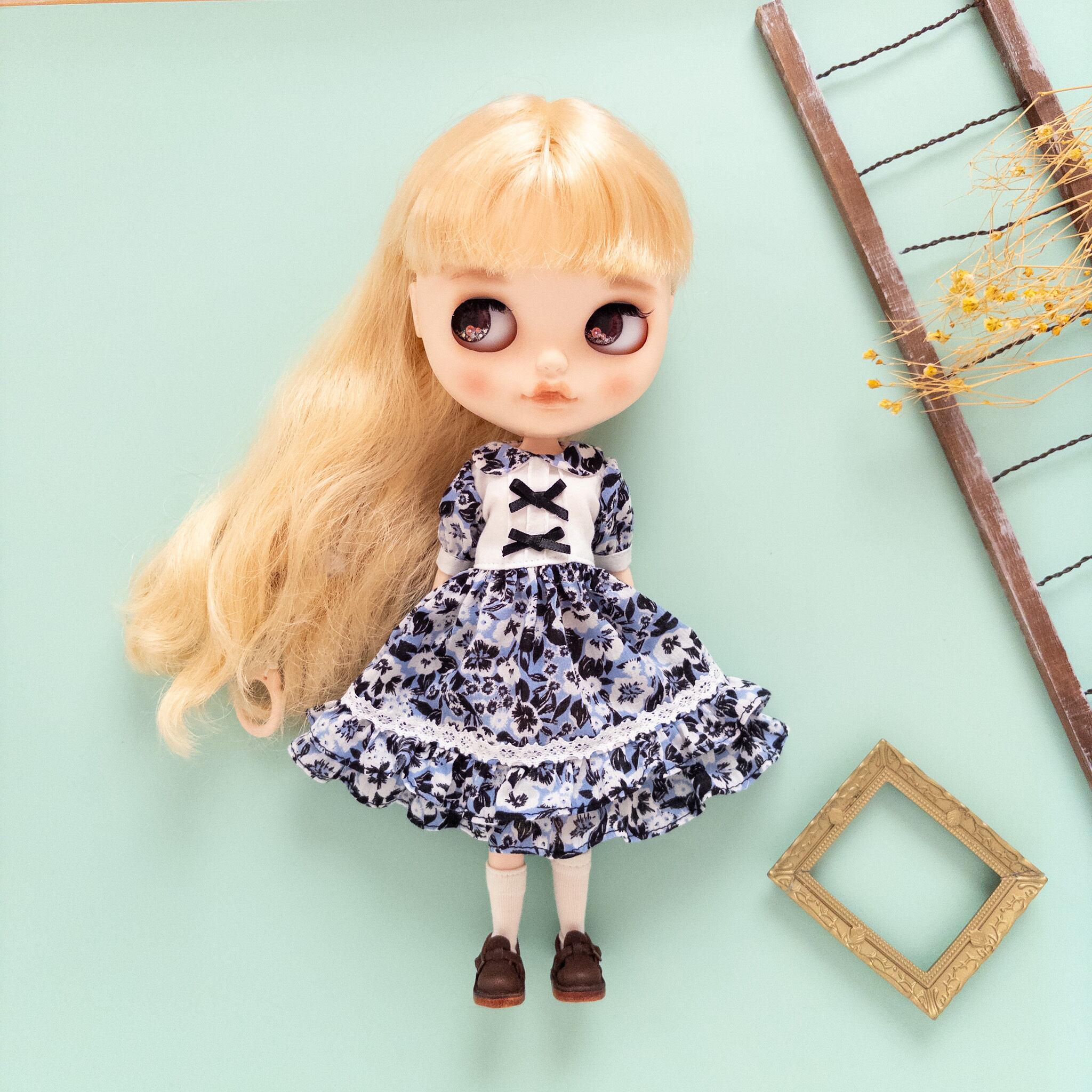 2点セット】リカちゃんソランちゃんお揃いワンピース（ベージュ黒