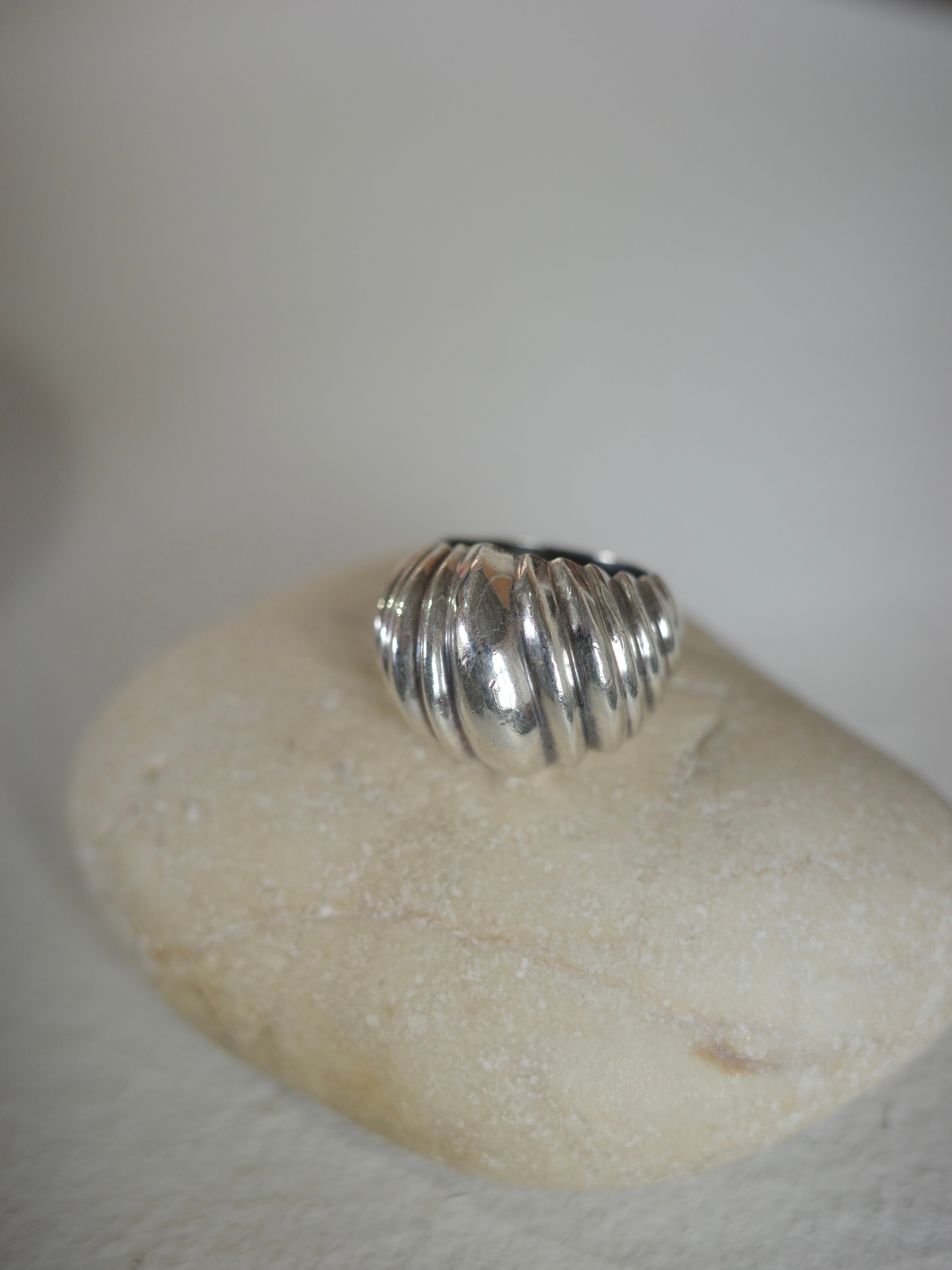 <vintage silver925>volume Mexican ribbed ring