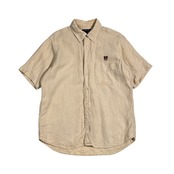 リネン100% LANDS' END ランズエンド 半袖シャツ サイズ L /ベージュ系 メンズ