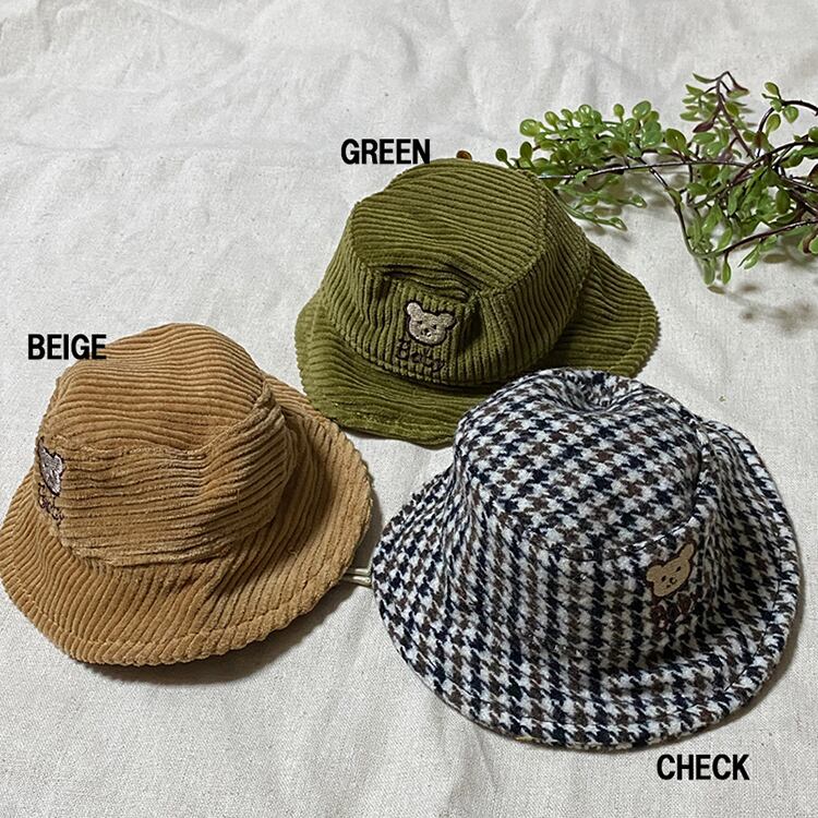 baby bucket hat S ~ L 3color  /  犬用 帽子 秋冬 新作 ドッグウェア 犬 バケットハット お揃い コーデュロイ 可愛い アクセサリー