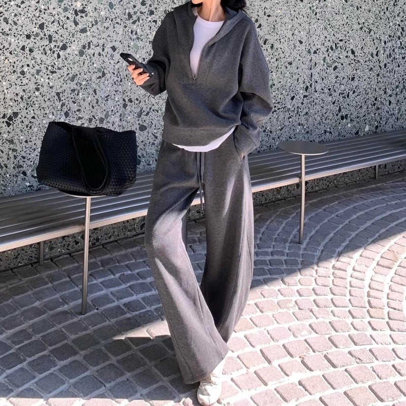 Half zip hoodie sweat setup 3 colors V2777