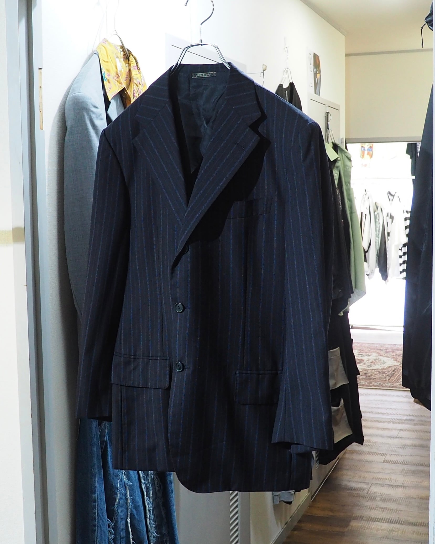 " Artigianale × Ermenegildo Zegna " Beautiful Dark Blue Pinstripe Tailored jacket (woven in italy)