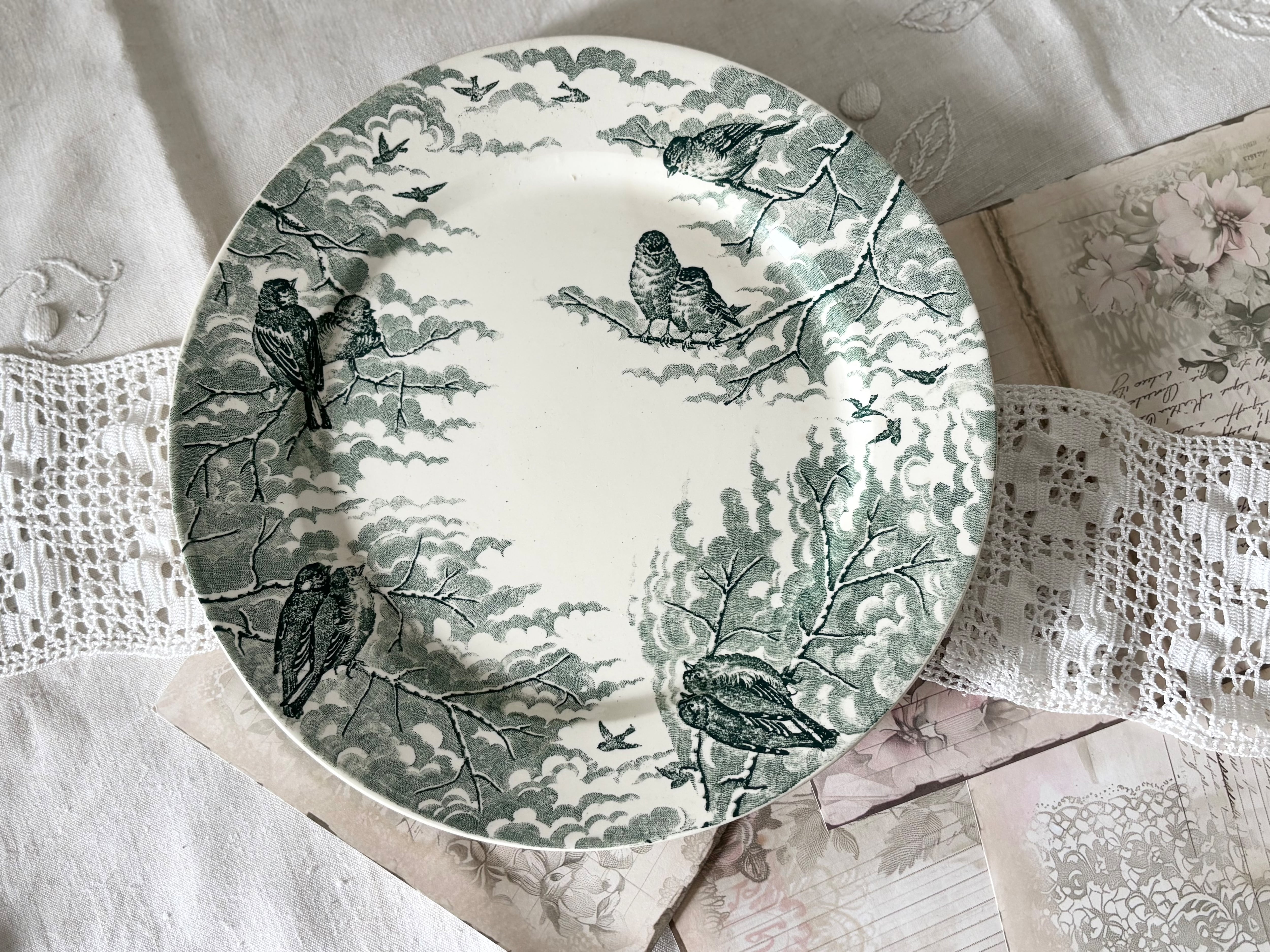 ⭐️フランスアンティーク⭐️コンポティエ⭐️花と小鳥⭐️ 19世紀後半 イギリス製 WAA&Co パックス コンポティエ キャレ 小鳥と