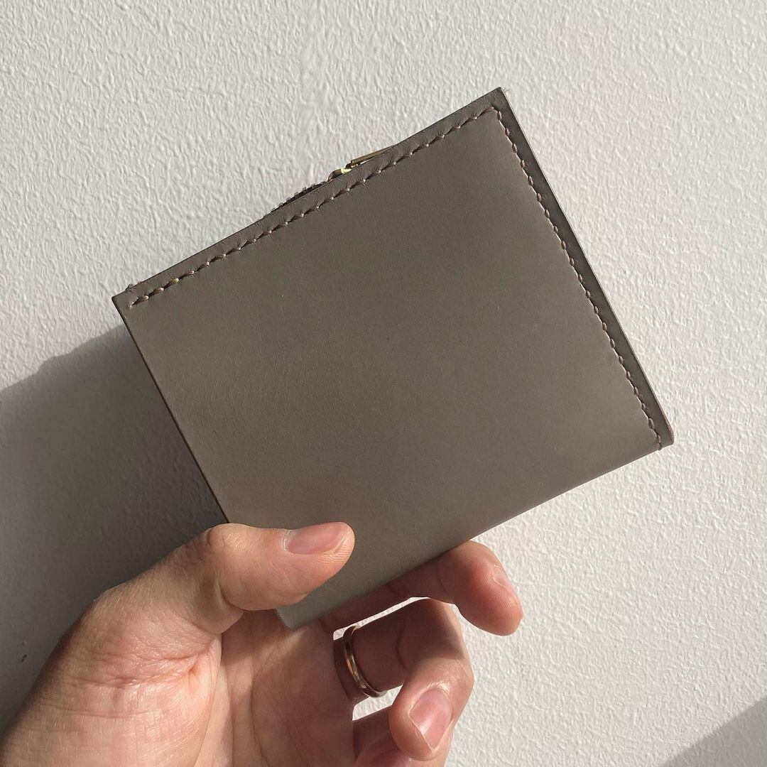 SIYU-004 2つ折り財布 レザー グレージュ / 財布 革財布 革 本革